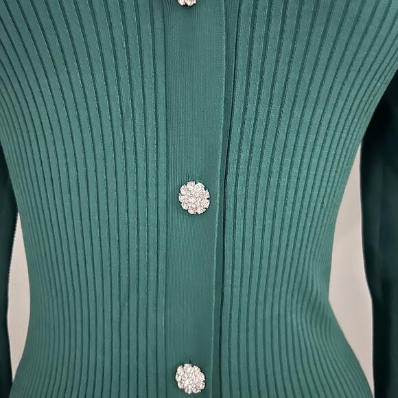Express Emerald Green Long Sleeve Ribbed Dress Size Small - Picture 3 of 7